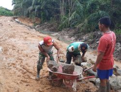 Meski Diguyur Hujan, Kegiatan TMMD Ke118 di Subulussalam Tetap Berlanjut